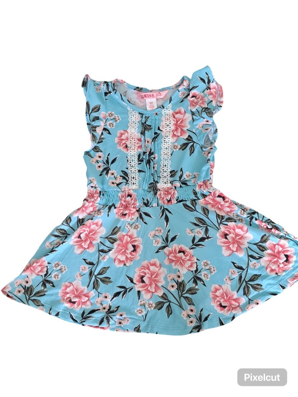 Girl's 1st Kiss Blue Floral And Lace Dress Size Small 4/5 NWOT